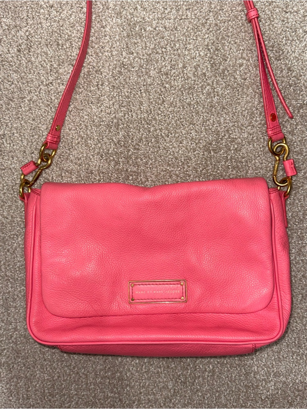Marc by Marc Jacobs Coral Pink Pebbled Leather Crossbody